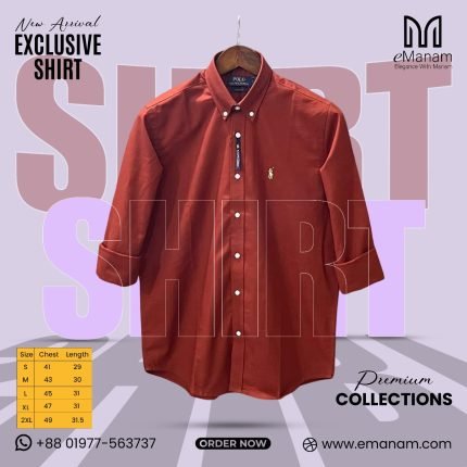 Men’s Premium Rust Brown Shirt – Bold Tone with Tailored Precision