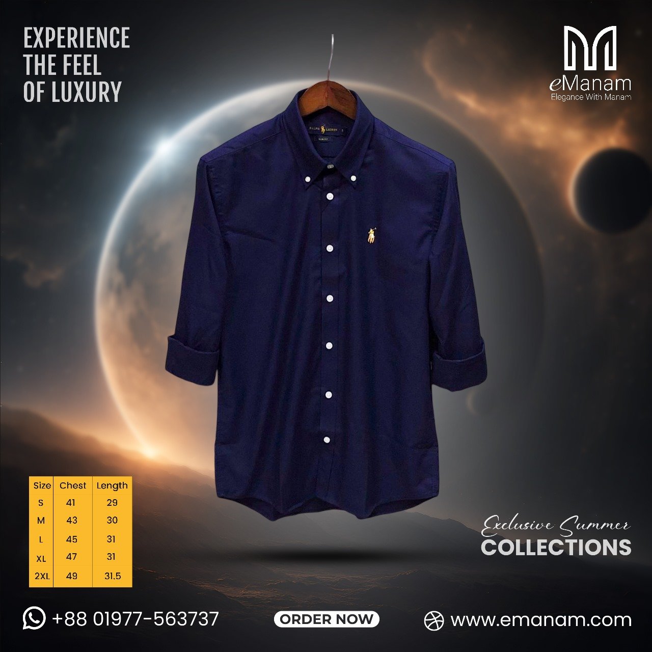 4 Men’s Deep Navy Blue Premium Shirt – Elegant Fit with Classic Detailing - Image 1